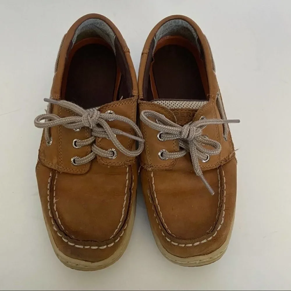 SPERRY Boat Shoes Tan Billfish Kids Size 2.5